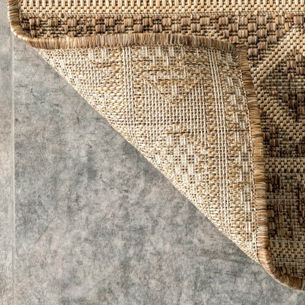 Beige Square Synthetic Easy-Care Indoor/Outdoor Area Rug, 8' x 10'