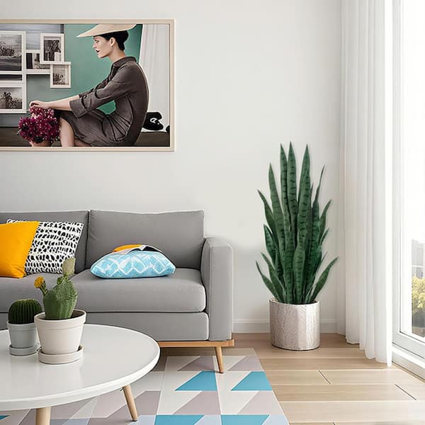 3 ft. Artificial Snake Plant Tree, Fake Snake Plant, Faux Green Decorative Plant for Indoor/Outdoor Decor(Set of 2)