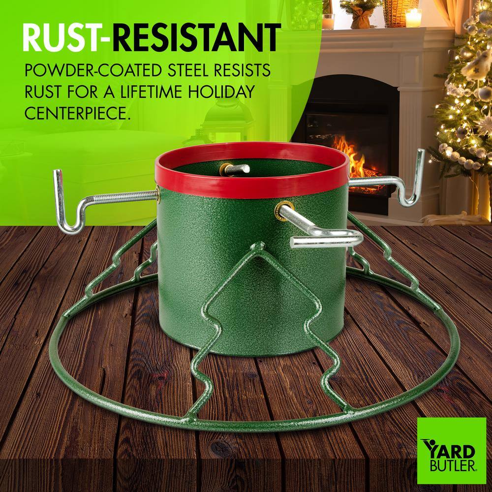 Green and Red Heavy-Duty Steel Christmas Tree Stand