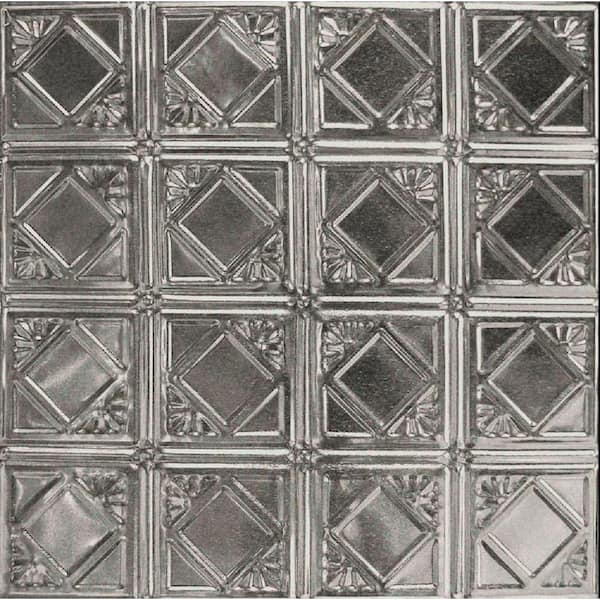 24 in. x 24 in. Pattern #19 Repeating Diamonds Design - Unfinished - Metal Tin Wall Tile Backsplash Kit (5-Pack)