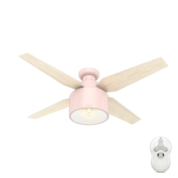 Hunter Cranbrook 52 in. LED Low Profile Indoor Blush Pink Ceiling Fan with Light Kit and Remote Control