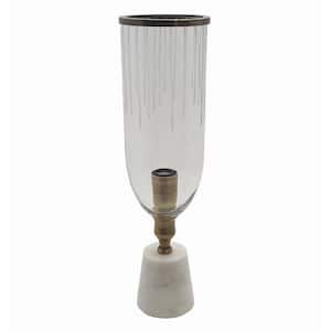 19.02 in. Aluminum Transitional Table Lamp for Living Room with Glass Shade