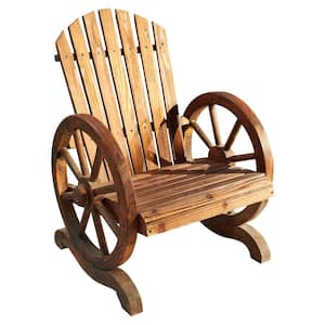 Wagon Wheel Burnt Wood Adirondack Chair
