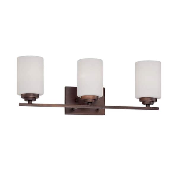 Millennium Lighting 3-Light Rubbed Bronze Vanity Light with Etched White Glass