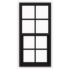 24 in. x 48 in. V-4500 Series Black FiniShield Single-Hung Vinyl Window with 4-Lite Colonial Grids/Grilles