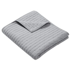 Monterrey Gray Solid Color 50 in. x 60 in. Cotton Rich Throw Blanket