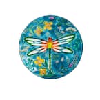 18 in. Dragonfly Meadow Hand Painted and Embossed Glass Bird Bath