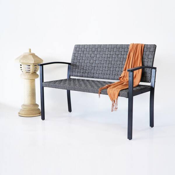 Steel wicker 2 seater garden online bench