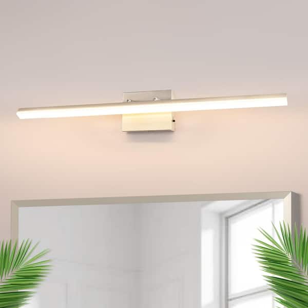36 in. 1-Light Nickel 20-Watt Integrated LED Vanity Light, Modern Bathroom Wall Sconce Light Bar for Mirror