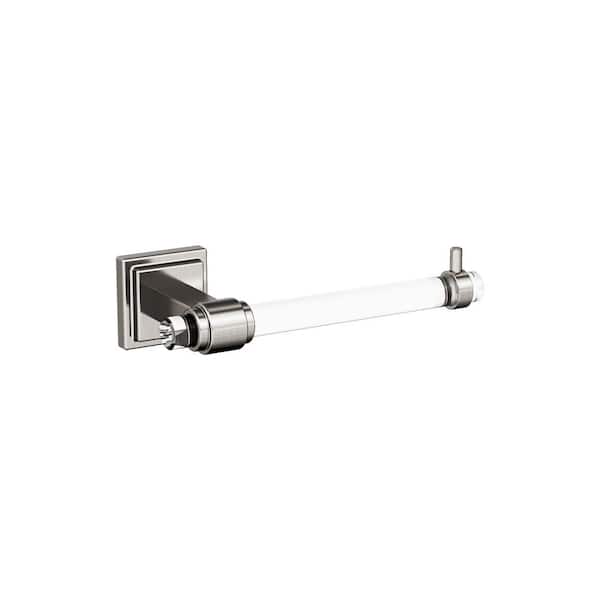 Amerock Glacio 7-1/16 in. (179 mm) L Single Post Toilet Paper Holder in Clear/Brushed Nickel