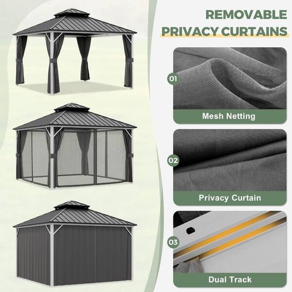 ガウディ 2個セット Shade Graphix 12 ft. W x 12 ft. D Hardtop Gazebo 2-Tier Heavy-Duty