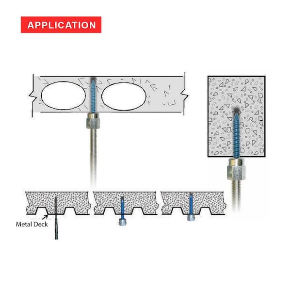 PLUMBFLEX - 5/16 in. x 1-3/4 in. Vertical Rod Anchor Super Screw with 1/4 in. Threaded Rod Fitting for Concrete (25-Pack)