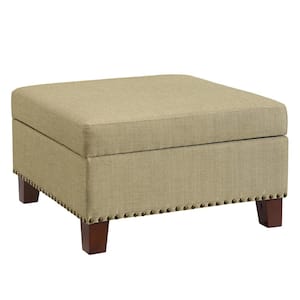 Kimball Beige Storage Ottoman with Nailheads