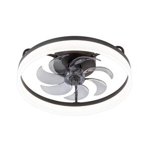 19 in. Black Integrated LED Color Changing Flush Mount With Frosted Acrylic Shade
