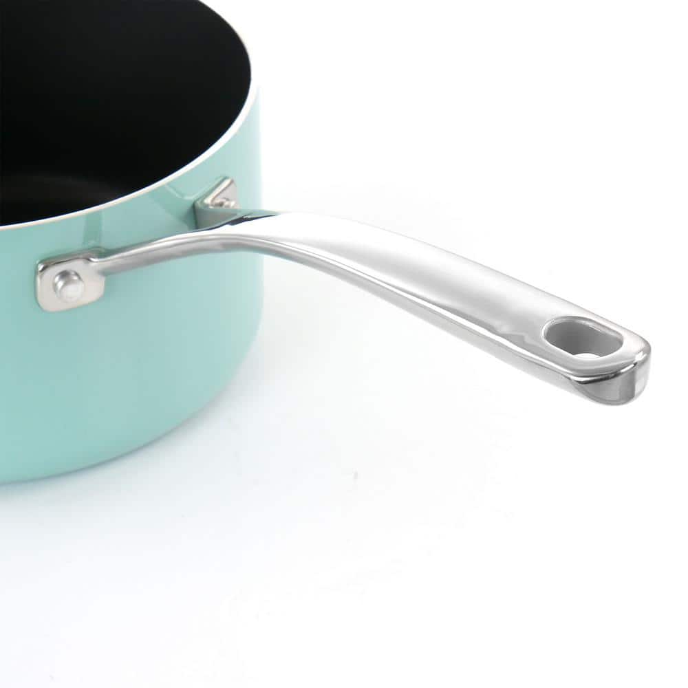 3.5 Quart Non-stick Aluminum Saucepan with Stainless Steel Handles