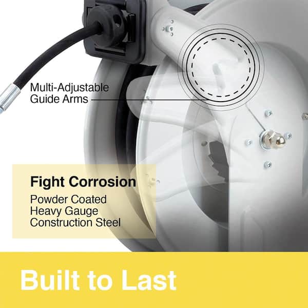 Elite 1/4 in. x 50 ft. Steel Dual Arm Pedestal Grease Hose Reel SAE 100R2AT