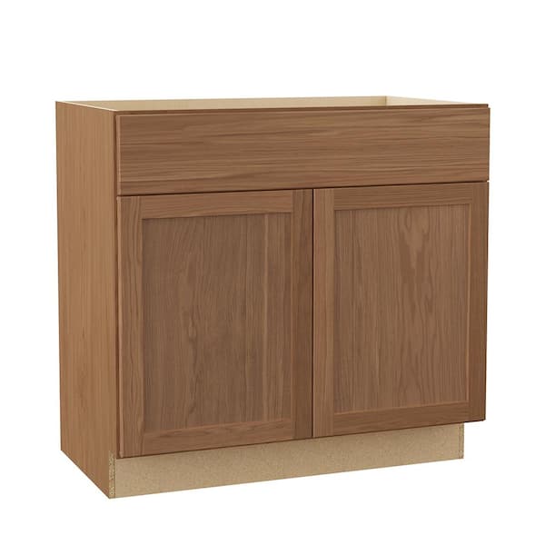 Sinclair 36 in. W x 21 in. D x 34.5 in. H Assembled Bath Sink Base Cabinet in Shaker Saddle Oak