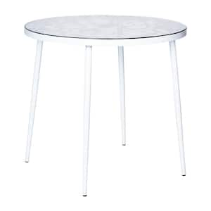 Devon White Round Aluminum Outdoor Bistro Table