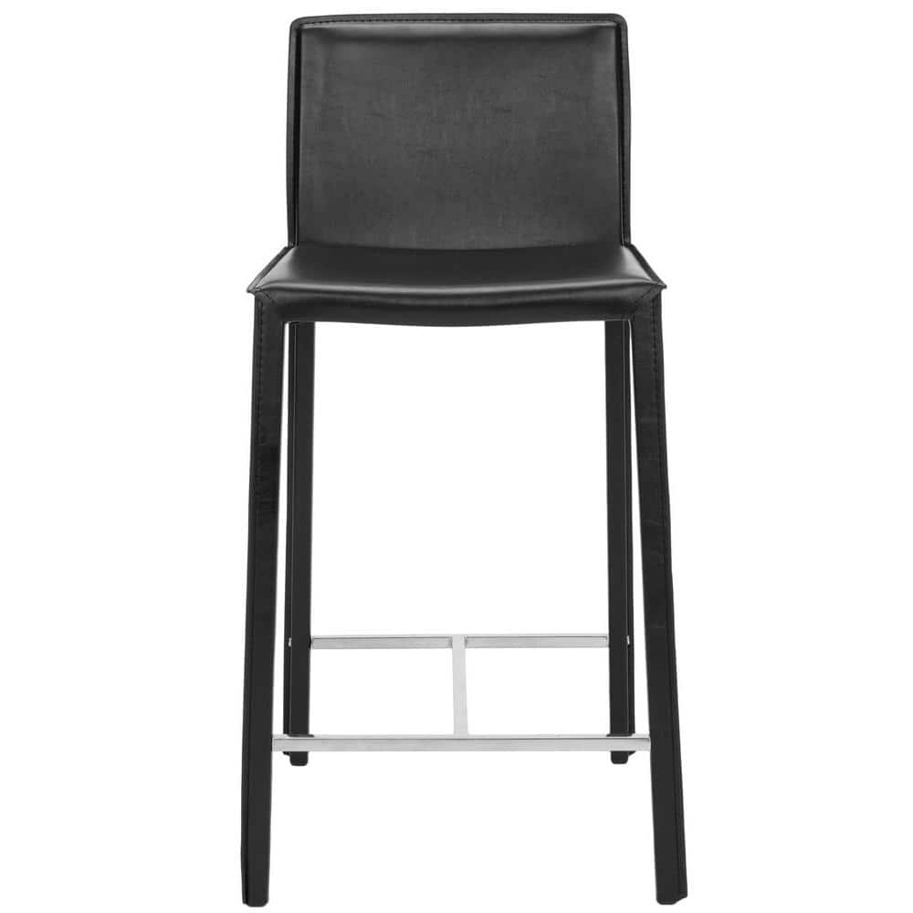 Jason 24'' Black Leather and Metal Counter Stools, Set of 2