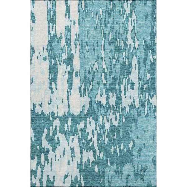 Addison Rugs Mayfield Premium Machine Washable Abstract AMF957 Teal 9 ft. x 12 ft. Area Rug