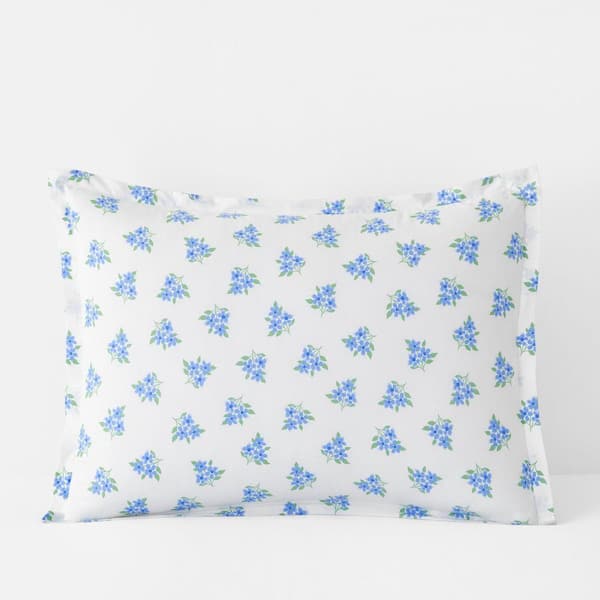 Company Cotton Sunshine & Blooms Blue Multi Floral Cotton Percale Standard Sham