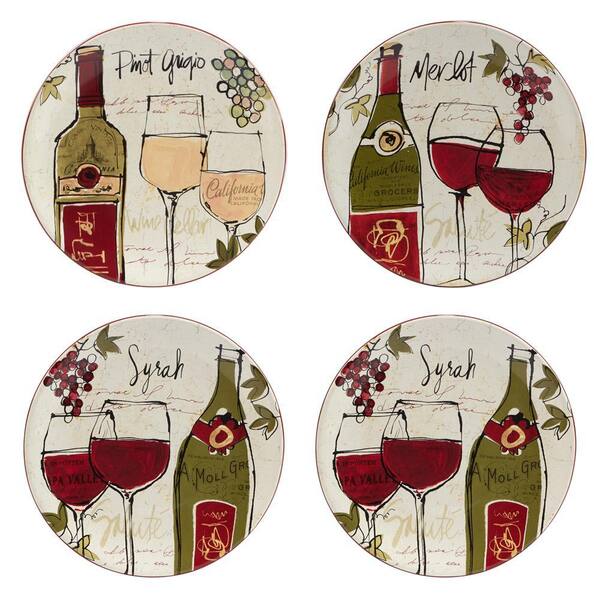 Certified International Wine Country Assorted Colors Salad Plates (Set of 4)