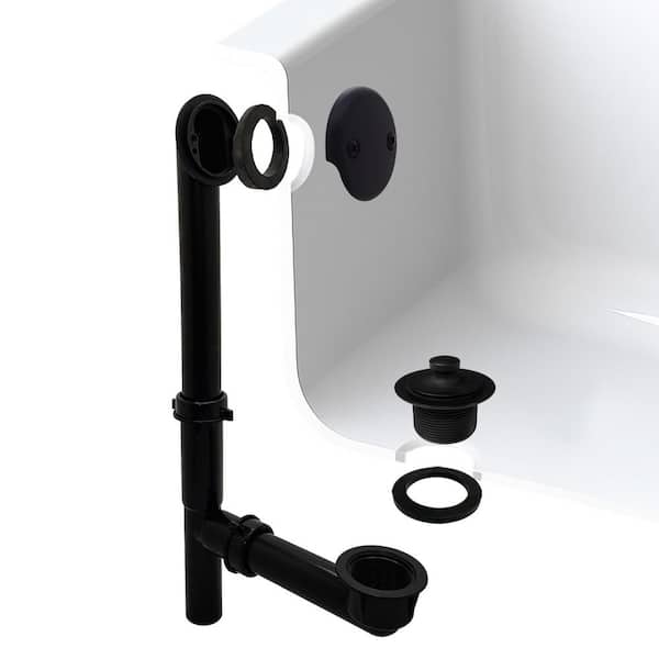 Westbrass Lift and Turn Black Poly Adjustable Drain Assembly, Matte Black