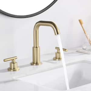 Boger Deck Mount 8 in. Widespread Double-Handle Bathroom Faucet in Brushed Gold