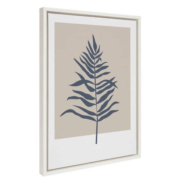 Kate and Laurel Sylvie Muted Tan and Blue Colorblock Botanical Fern by The Creative Bunch Studio Framed Art Print 18 in. x 24 in.