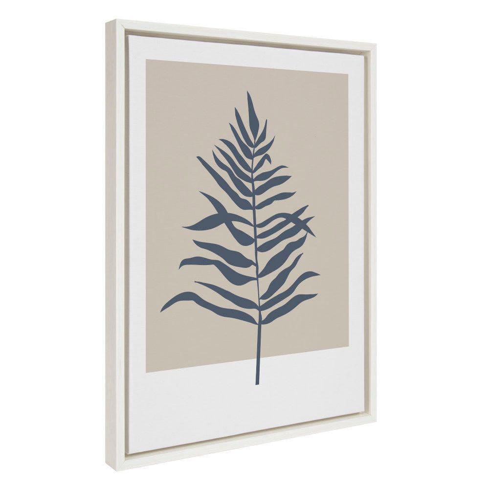 Muted Tan and Blue Botanical Fern Canvas Wall Art