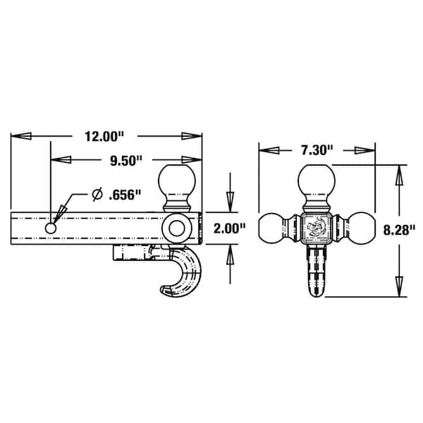 Buyers Products Company Tri-Ball Hitch with Recovery Hook