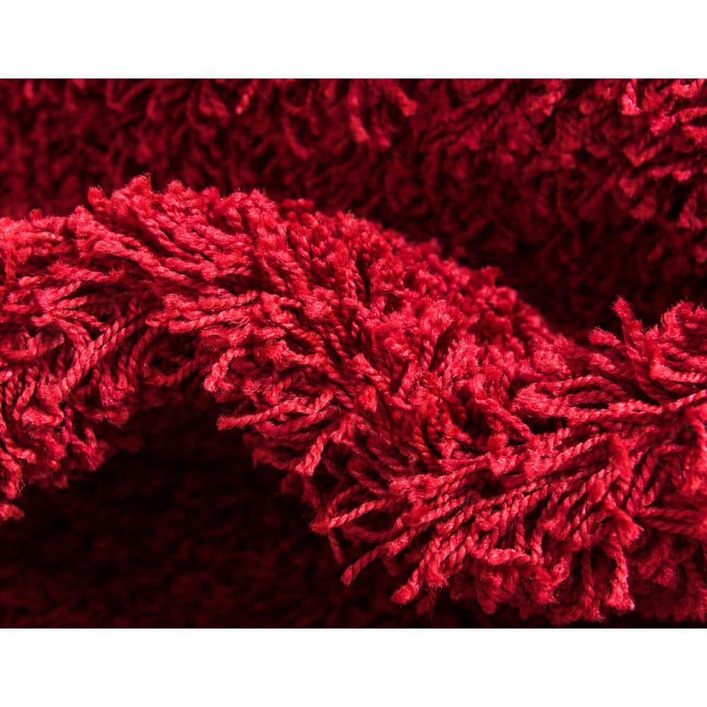 Cherry Red Luxurious Shag Rug 7'x10' - Reversible and Washable