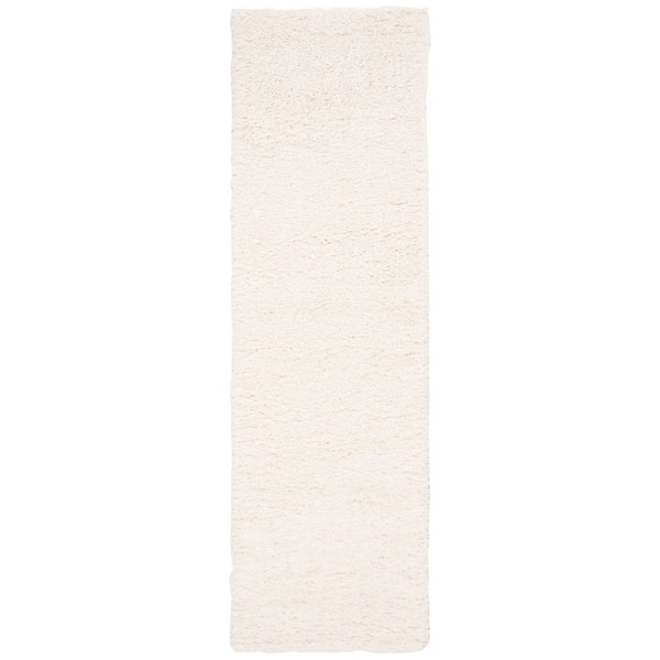 Fontana Shag 2 ft. x 6 ft. Ivory Solid Color Runner Rug