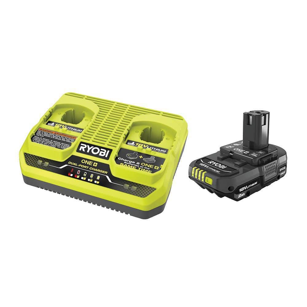 RYOBI ONE+ 18V Lithium-Ion 2.0 Ah Compact Battery and Charger Starter Kit  PSK005 - The Home Depot