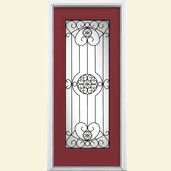 Masonite Santa Maria Full Lite Painted Smooth Fiberglass Prehung Front Door with Brickmold-DISCONTINUED