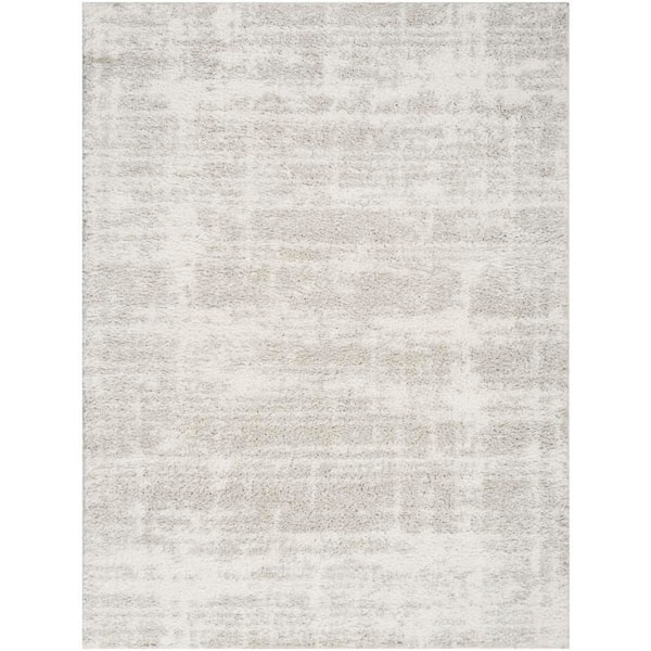 Nourison Modern Shag Ivory Grey 5 ft. x 7 ft. Abstract Contemporary Area Rug