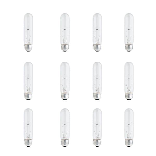 Feit Electric 15-Watt T10 Medium E26 Base Dimmable Incandescent Light Bulb, Soft White 2700K (12-Pack)