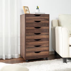 7-Drawer Brown Oak Engineered Wood 34.2 in. H x 15.7 in. W x 18.8 in. D Vertical File Cabinet