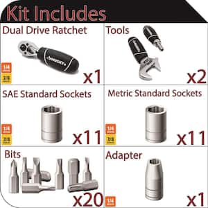 1/4 in. and 3/8 in. Stubby Ratchet and Socket Set (46-Piece)