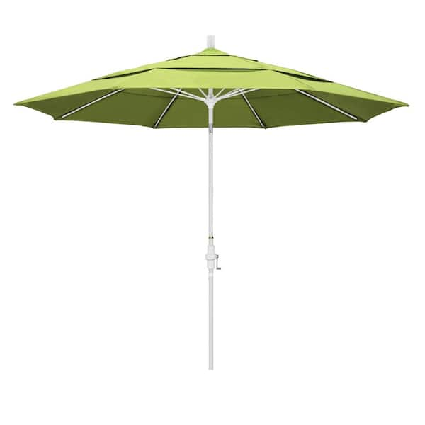 California Umbrella 11 ft. Matted White Aluminum Market Patio Umbrella ...