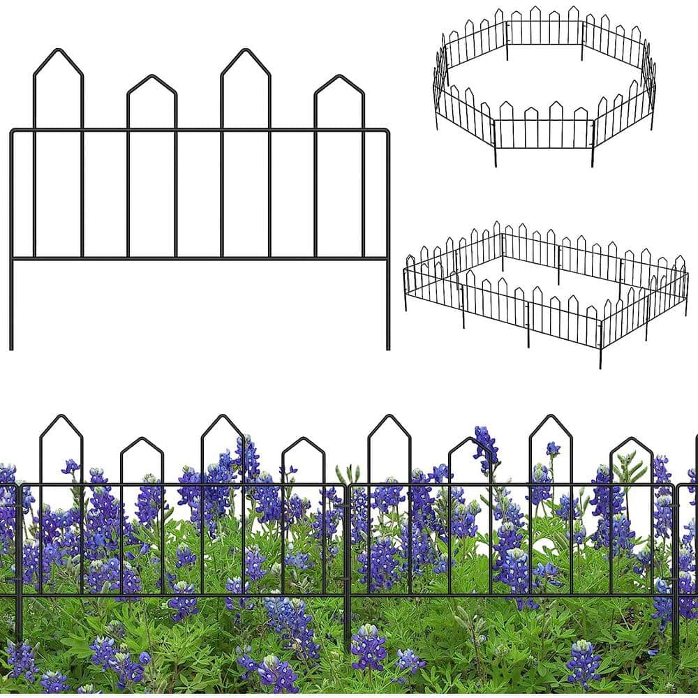 Oumilen 26 ft. L x 13 in. H 18 Panels Decorative Black Metal Garden ...