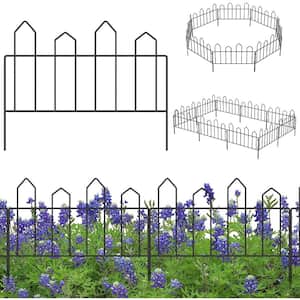 26 ft. L x 13 in. H 18 Panels Decorative Black Metal Garden Fence No Dig Garden Fencing Border