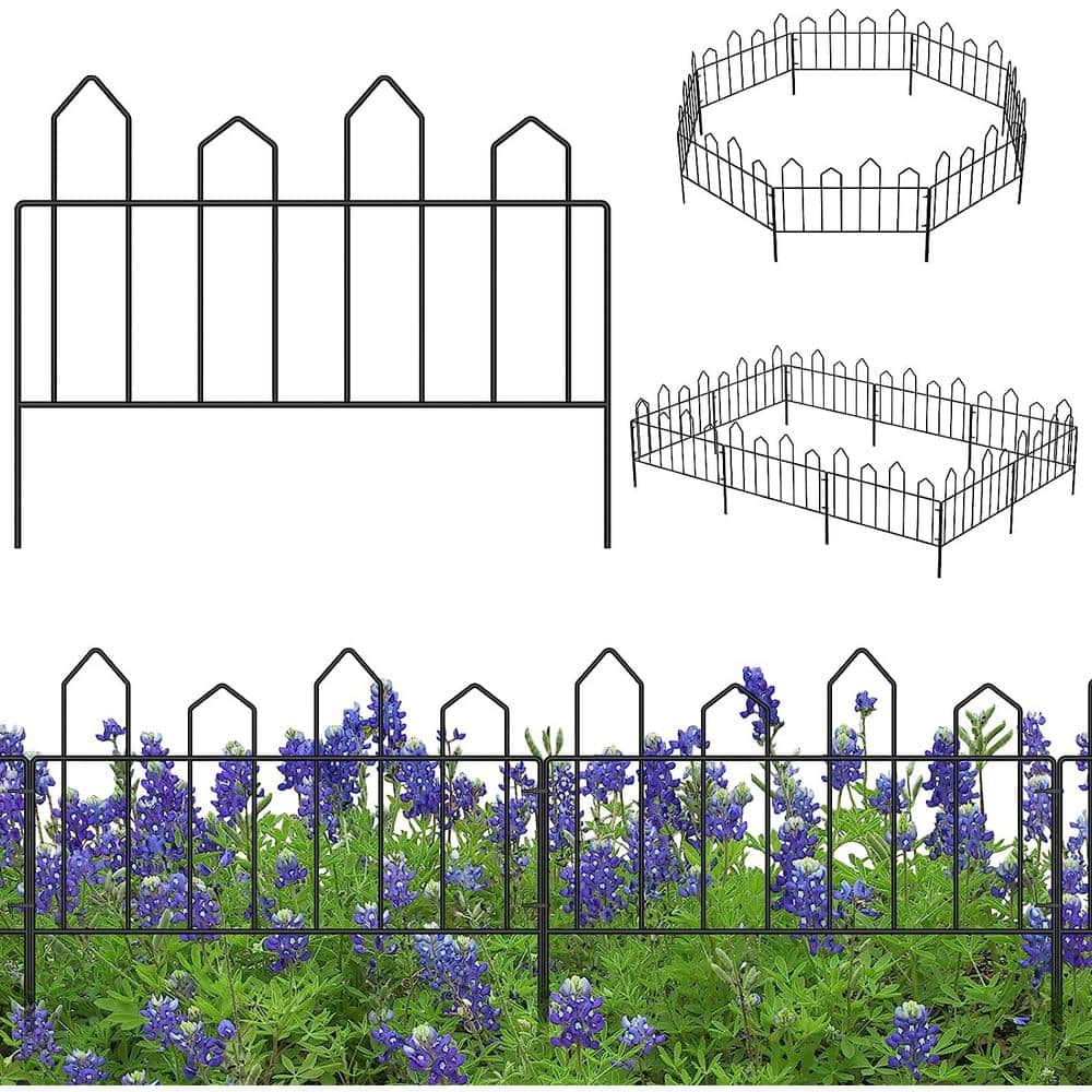 Oumilen 18 Panels Decorative Black Metal Garden Fence No Dig Garden ...