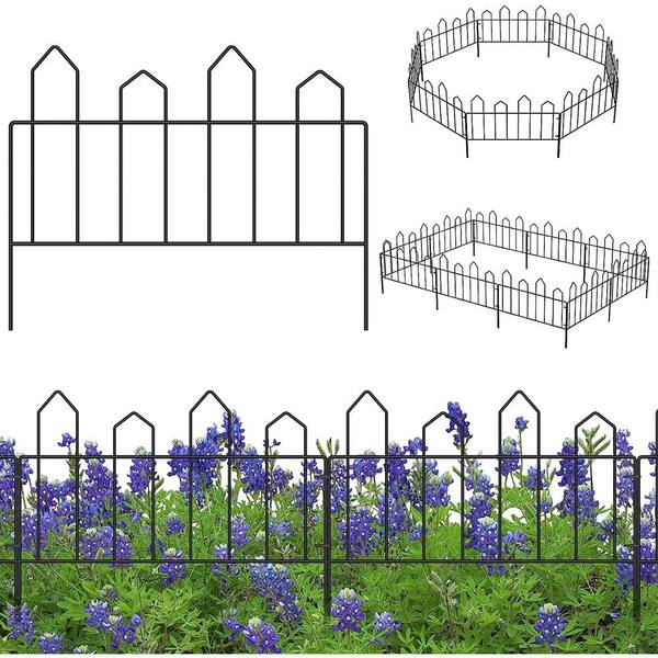 Oumilen 18 Panels Decorative Black Metal Garden Fence No Dig ...