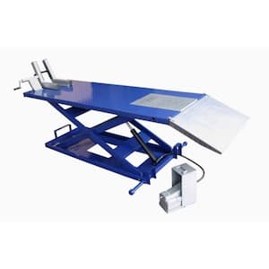 High Rise Motorcycle Lift Bench with Vise, Sides, Balance Bar, Pump 1,500 lbs.
