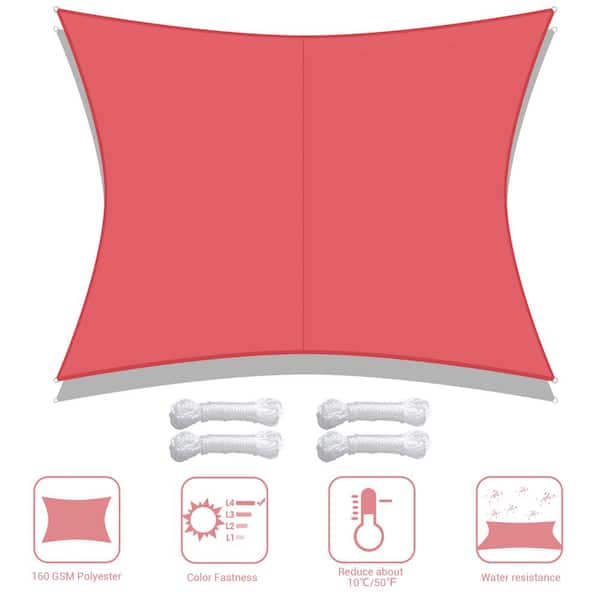 9.84 ft. x 13.12 ft. Red Rectangle Sun Shade Sail