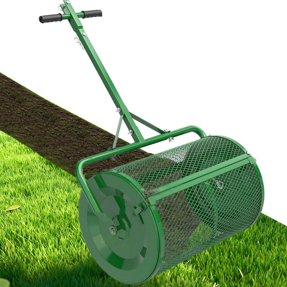 24 in. Green All-Steel Compost and Peat Moss Spreader, Lawn and Garden Roller for Manure and Topsoil price history on PriceWatchPro