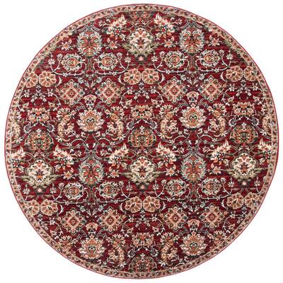 Red 8' x 10' SAFAVIEH Herat Collection HRT301Q Oriental Medallion Distressed Non-Shedding Living Room Bedroom Dining Home Office Area Rug Ivory