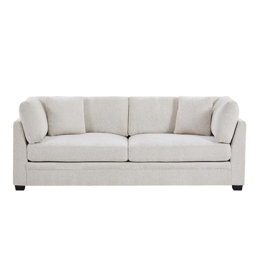 Modern Flared Arms 83.50 in. Chenille Mid-Century Modern 3-Seat Sofa with High-Density Cushions in Beige price history on PriceWatchPro