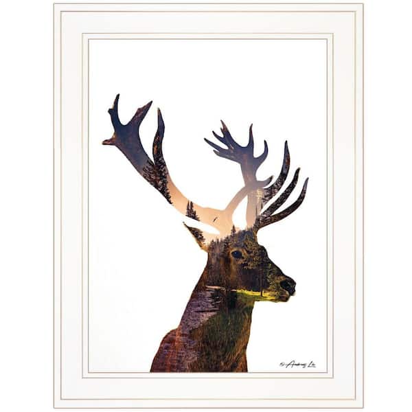 HomeRoots Charlie Deer in the Forest 1-Piece Framed Wall Art 19 in. x 15 in.